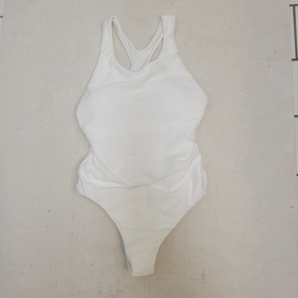 Seafolly White Wave Textured One-piece Swimsuit Size 10 - Picture 3 of 9